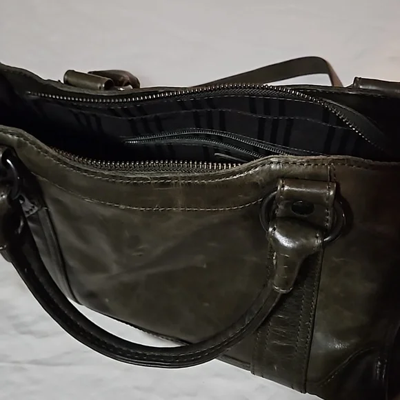 Frye Leather Tote with top zipper (Olive) - Picture 5 of 5
